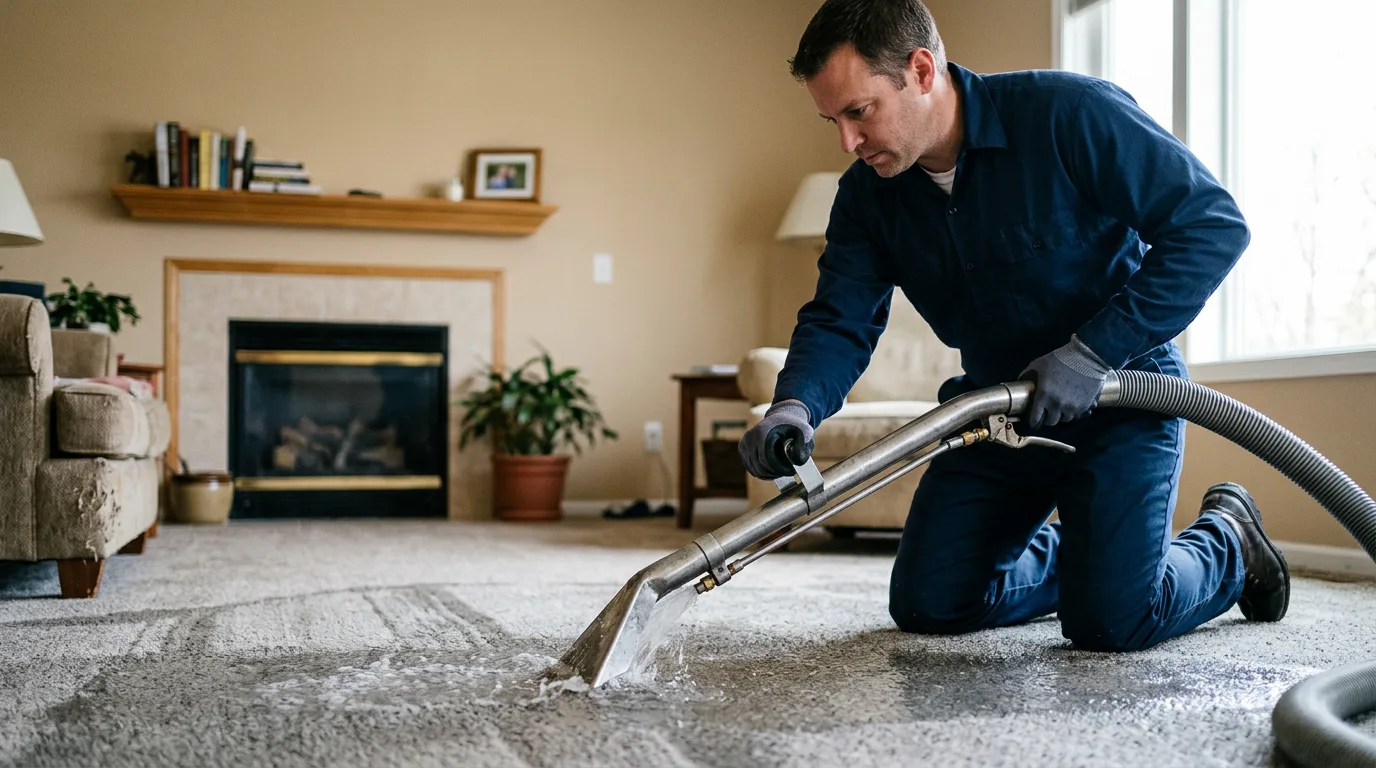 Water damage restoration technician working near Maeystown, IL